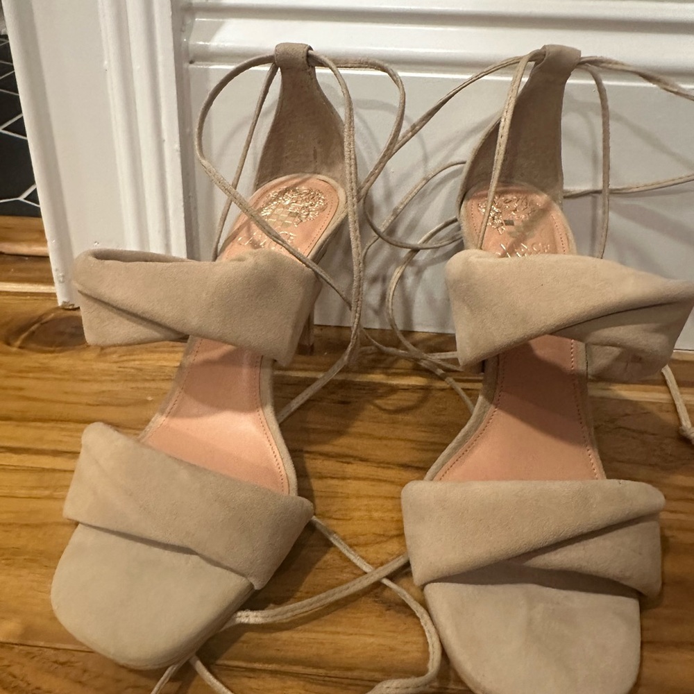 Vince Camuto Tan Strappy Sandals with Block Heel